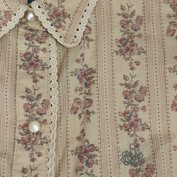Country Charm Floral Shirt Ralph Lauren Vintage 90s Button Down Feminine Cotton - Picture 11 of 12